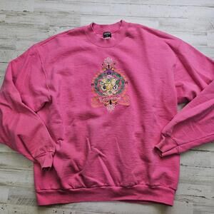 Vintage Screen Stars Pink Embroidered ENGLAND Crewneck Sweatshirt - XL 1980s